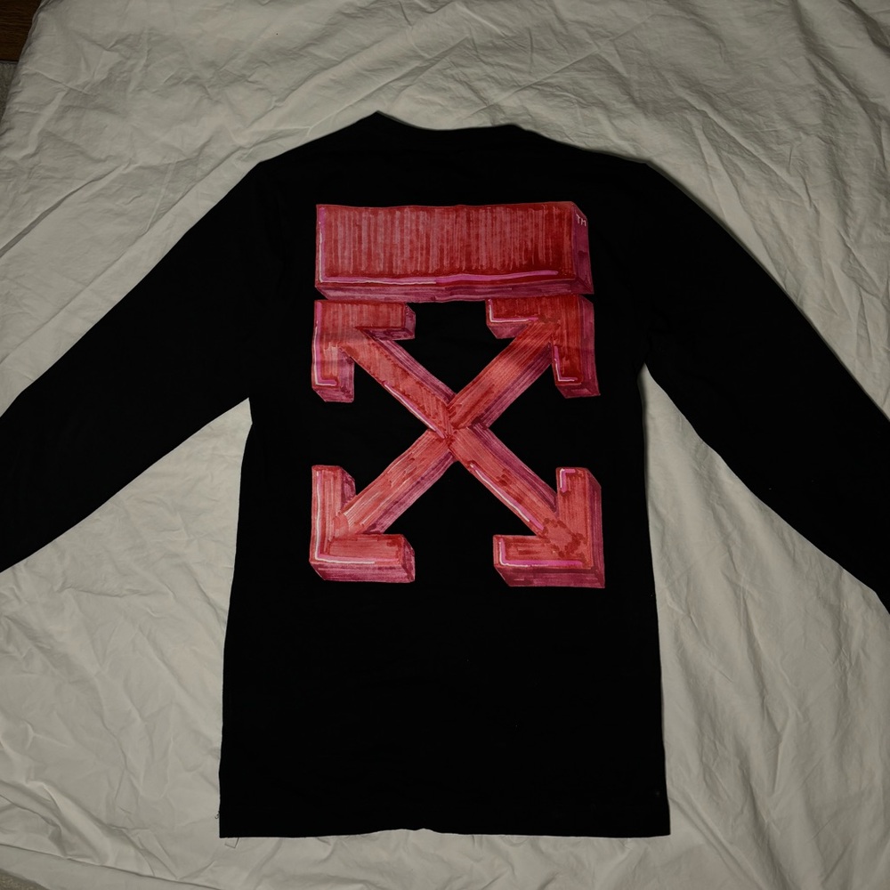 OFF- White Marker Long Sleeve T-Shirt | Pink | Size S |